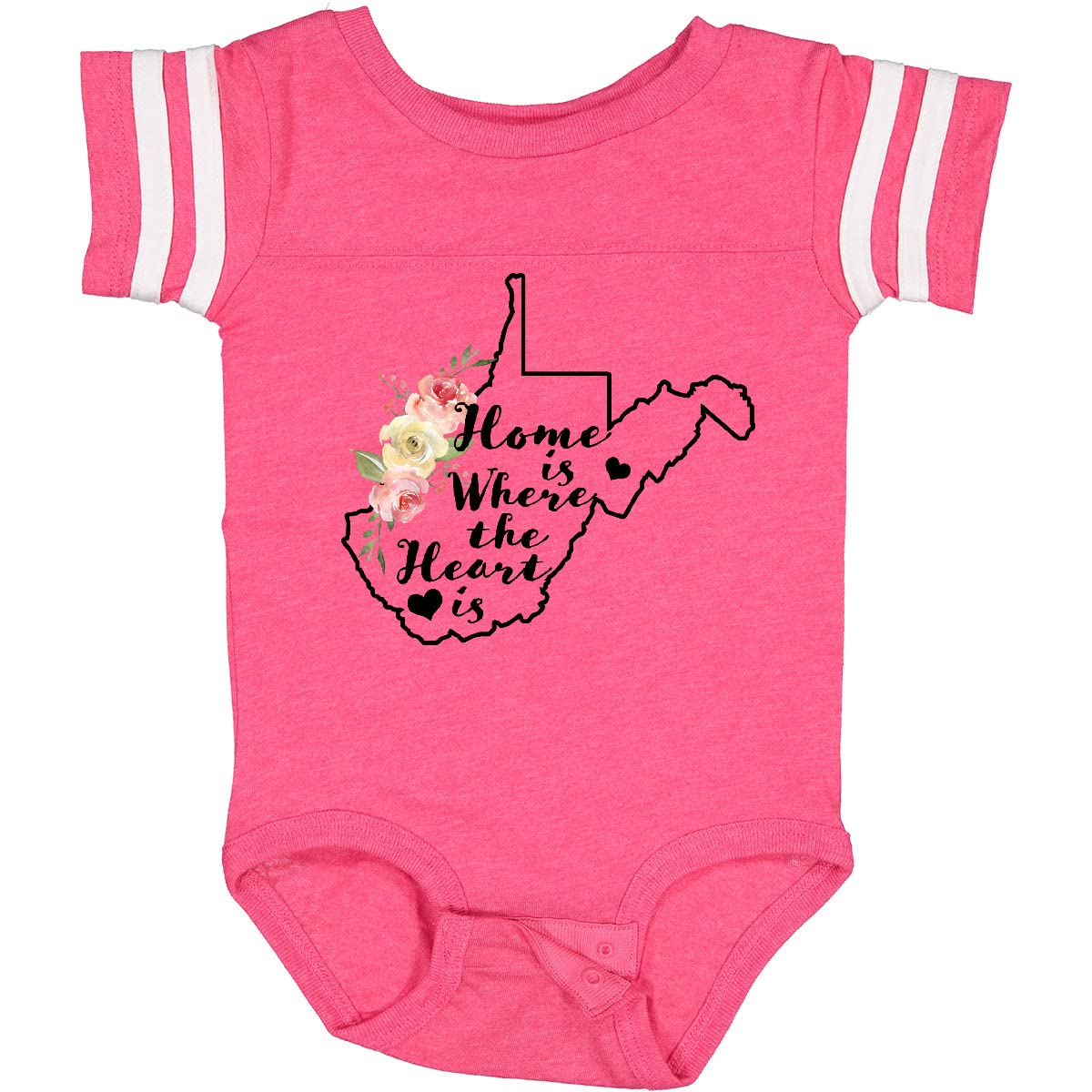 Inktastic West Virginia Home is Where The Heart is Watercolor Baby Bodysuit - Soft Cotton Onesie for Newborns & Infants - Perfect for Family Photos, Holidays & State Pride Gifts