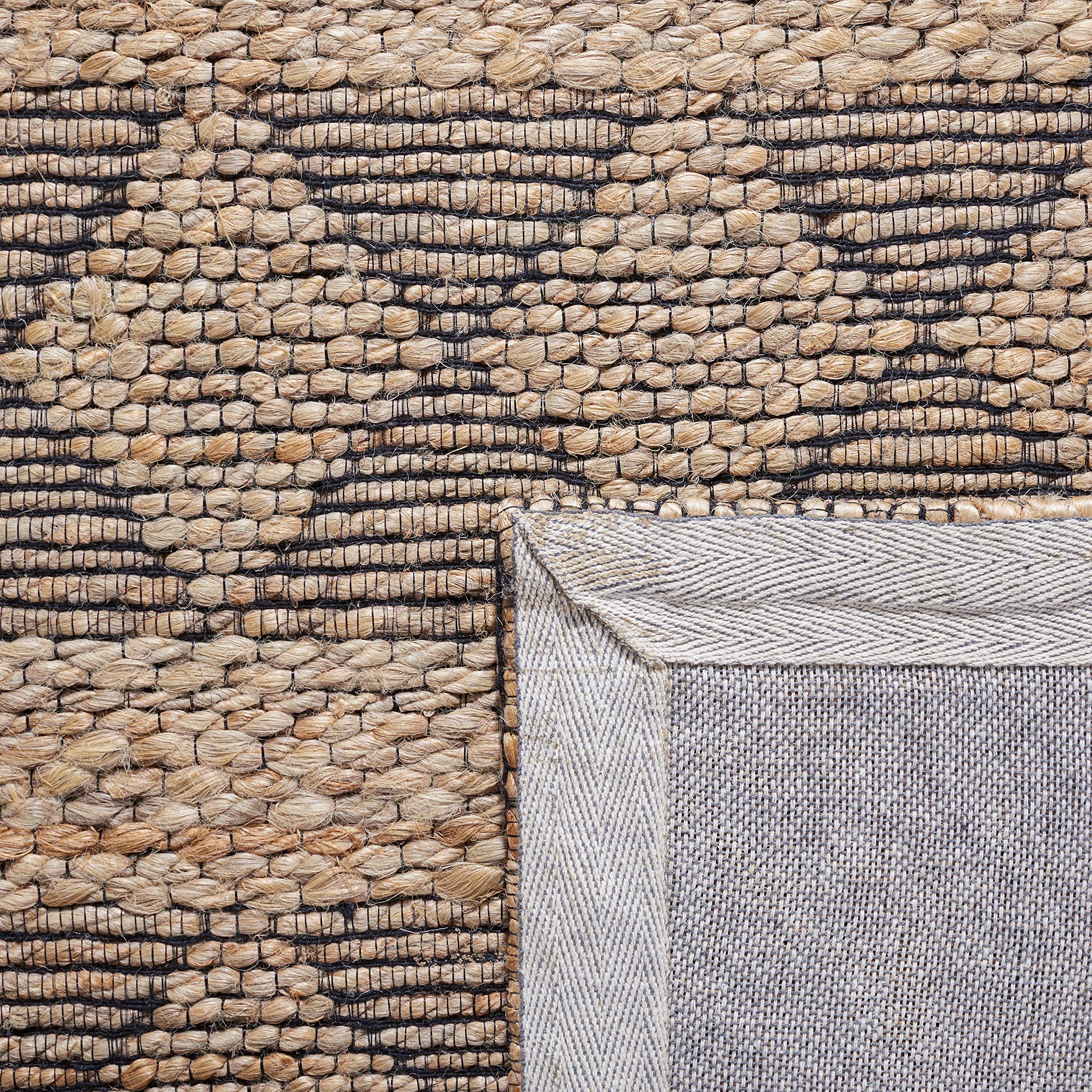 SAFAVIEH Natural Fiber Collection 8' x 10' Handmade Jute Area Rug - Natural/Black NFB551A - Perfect for Living Room, Dining Room & Bedroom Decor