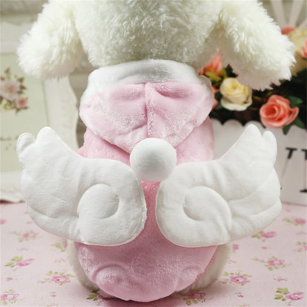 Angel Style Pink & Blue Dog Hoodie - Super Warm & Soft Winter Pet Clothes for Small Dogs (Size S) - Cozy Outfit for Autumn Walks & Indoor Comfort