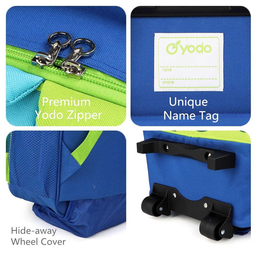 Yodo 3-Way Kids Suitcase with Wheels - Convertible Toddler Rolling Backpack for Travel, School & Sleepovers | Lightweight Carry-On Luggage for Boys & Girls