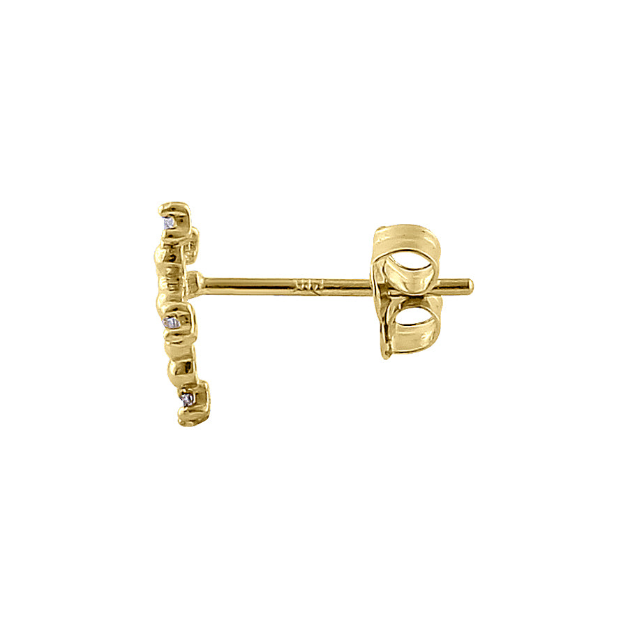 14K Yellow Gold Round Cross Diamond Stud Earrings for Women - Perfect for Everyday Wear, Gifts & Special Occasions