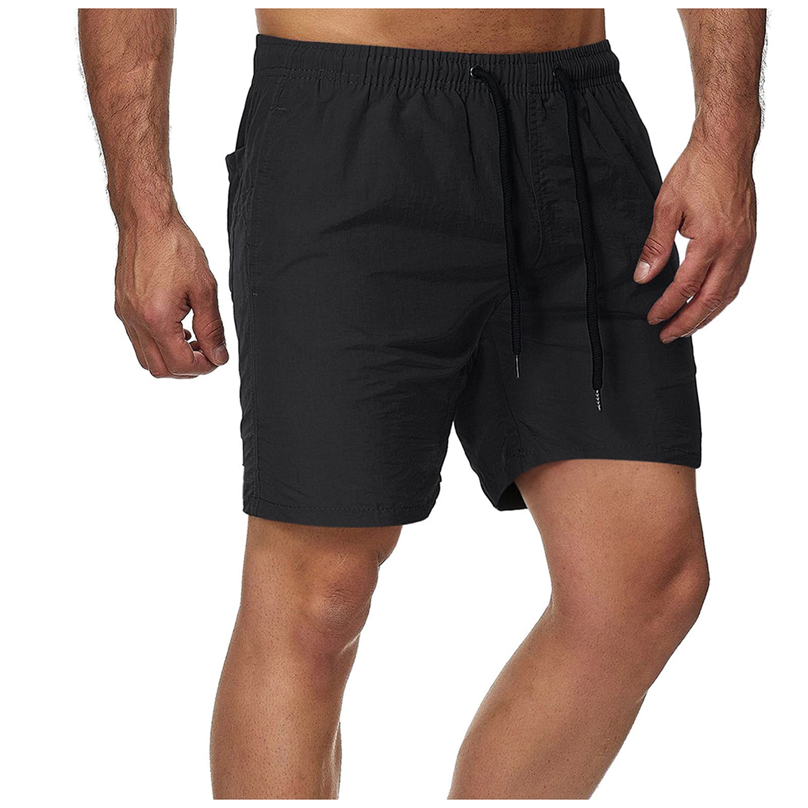 Men's Casual Athletic Shorts - Solid Color Drawstring Workout Shorts for Summer, Beach & Gym | Mid Waist Comfortable Training Shorts for Running, Basketball & Outdoor Activities