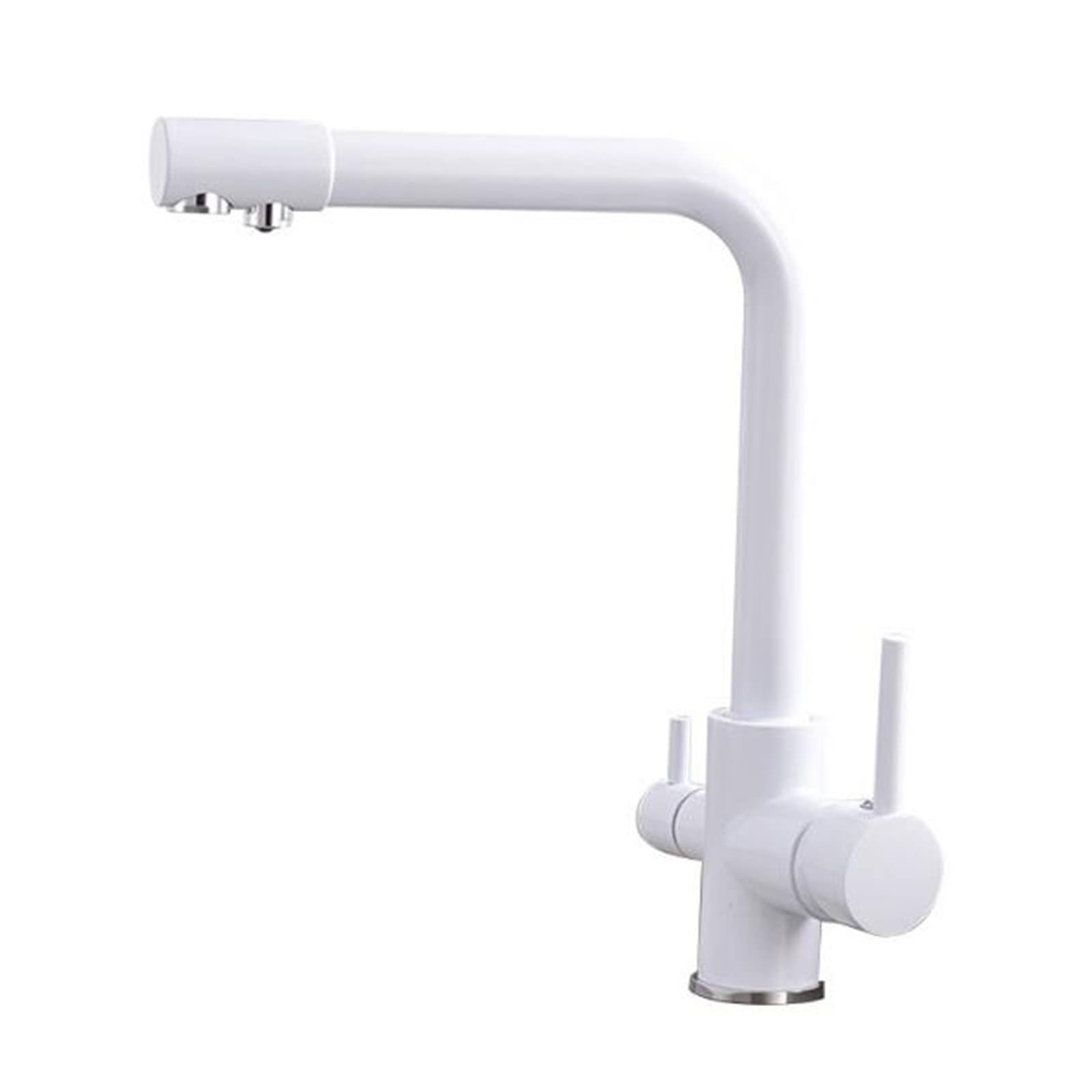 3-Way Brass Kitchen Faucet with Hot & Cold Water - Direct Drinking Water Multi-Function Rotating Sink Faucet in White | Perfect for Modern Kitchens, Restaurants & RVs