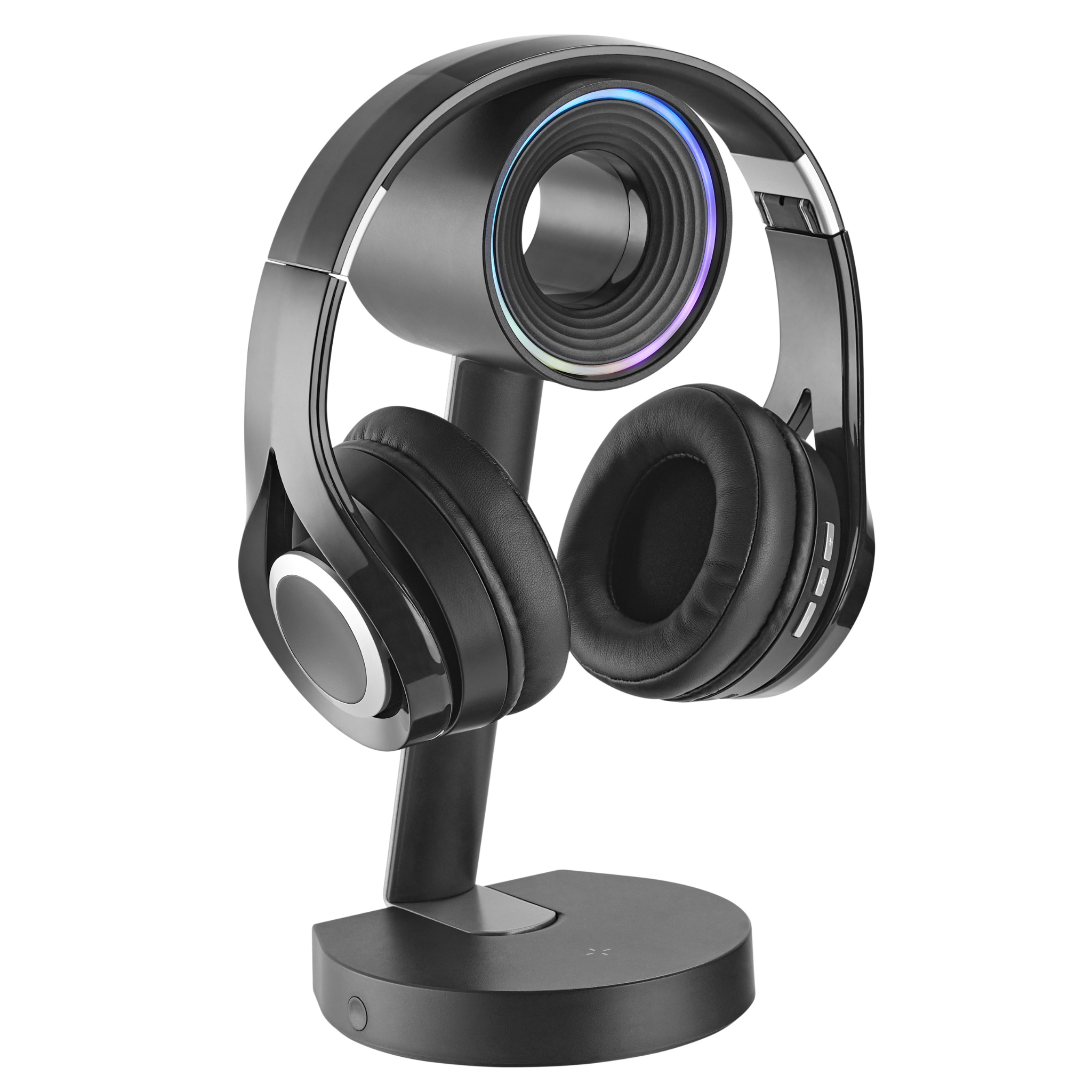 Orbit RGB Gaming Headphone Stand with Wireless Charging - LED Light Base for Headphones & Wireless Earbuds - Perfect for Gaming Setup, Office Desk, and Home Decor
