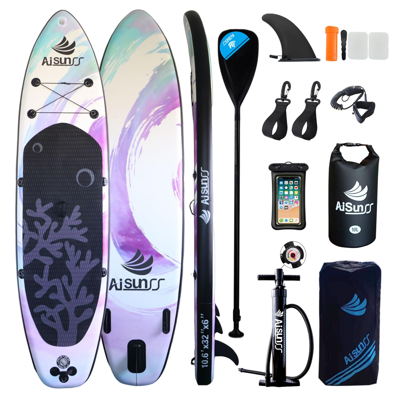 **Premium Inflatable Stand Up Paddle Board for Adults & Beginners - Wide Stable SUP Board with Complete Accessories (Carry Bag, Hand Pump, 10L Waterproof Bag, Adjustable Paddle) - Perfect for Lakes, Rivers, Ocean & Yoga**