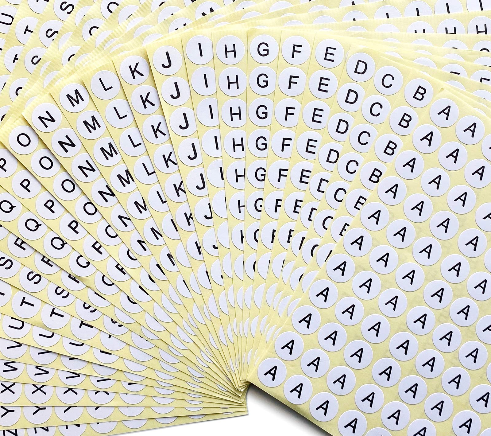 DealzEpic - A to Z Alphabet Stickers, Small Round Self-Adhesive Peel & Stick Letter Labels - 26 Sheets Set for DIY Crafts, Scrapbooking, School Projects & Organizing