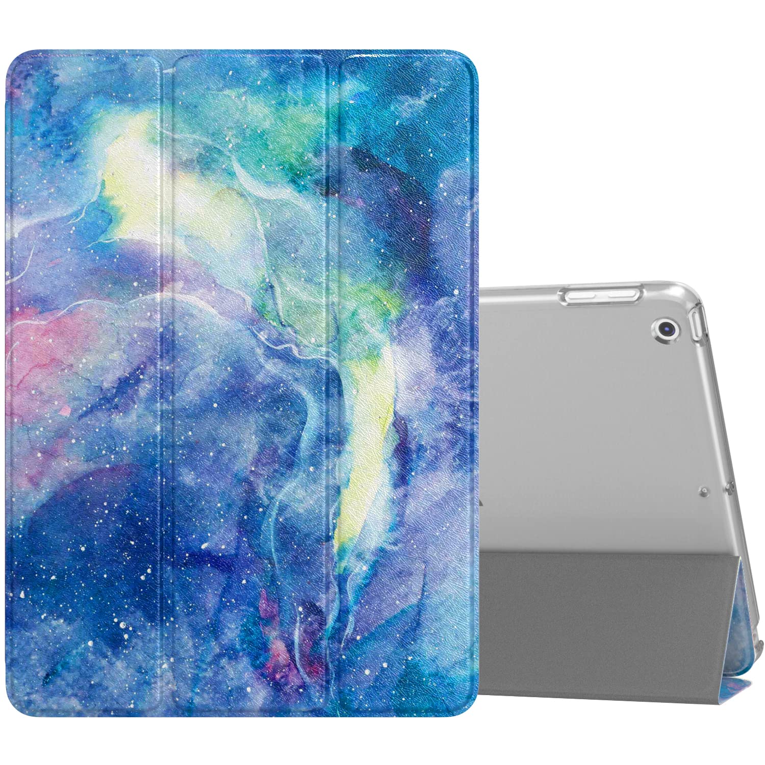 MoKo Slim Lightweight Smart Shell Stand Cover Case for iPad 9.7 5th/6th Gen (2018/2017) - Translucent Frosted Back Protector with Auto Wake/Sleep - Dreamy Nebula | Perfect for Work, School & Travel Protection