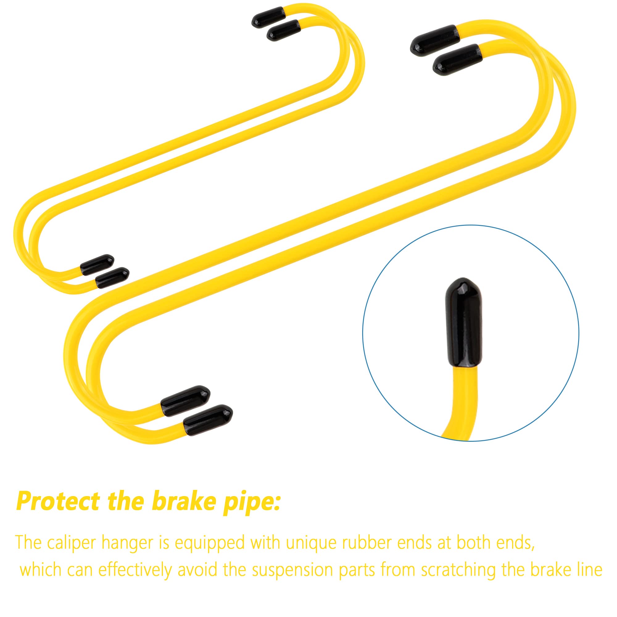 OFBAND Car Brake Caliper Hangers - 2 Pack Yellow Brake Repair Hooks with Rubber Tips for Axle, Brake Pads & Caliper Service - Essential Automotive Tool for SUV, Truck & Car Maintenance - Perfect for DIY Garage Repairs & Professional Mechanic Work