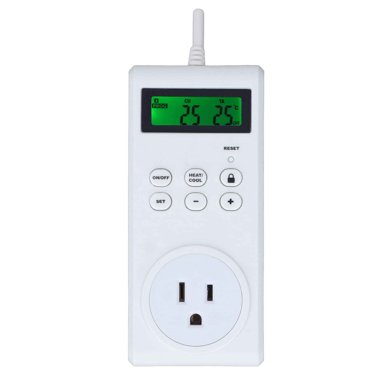 Smart WiFi Thermostat Outlet with LCD Display - Wireless Programmable Temperature Controller Socket Switch (US Plug 120V) for Home, Office & Greenhouse Automation