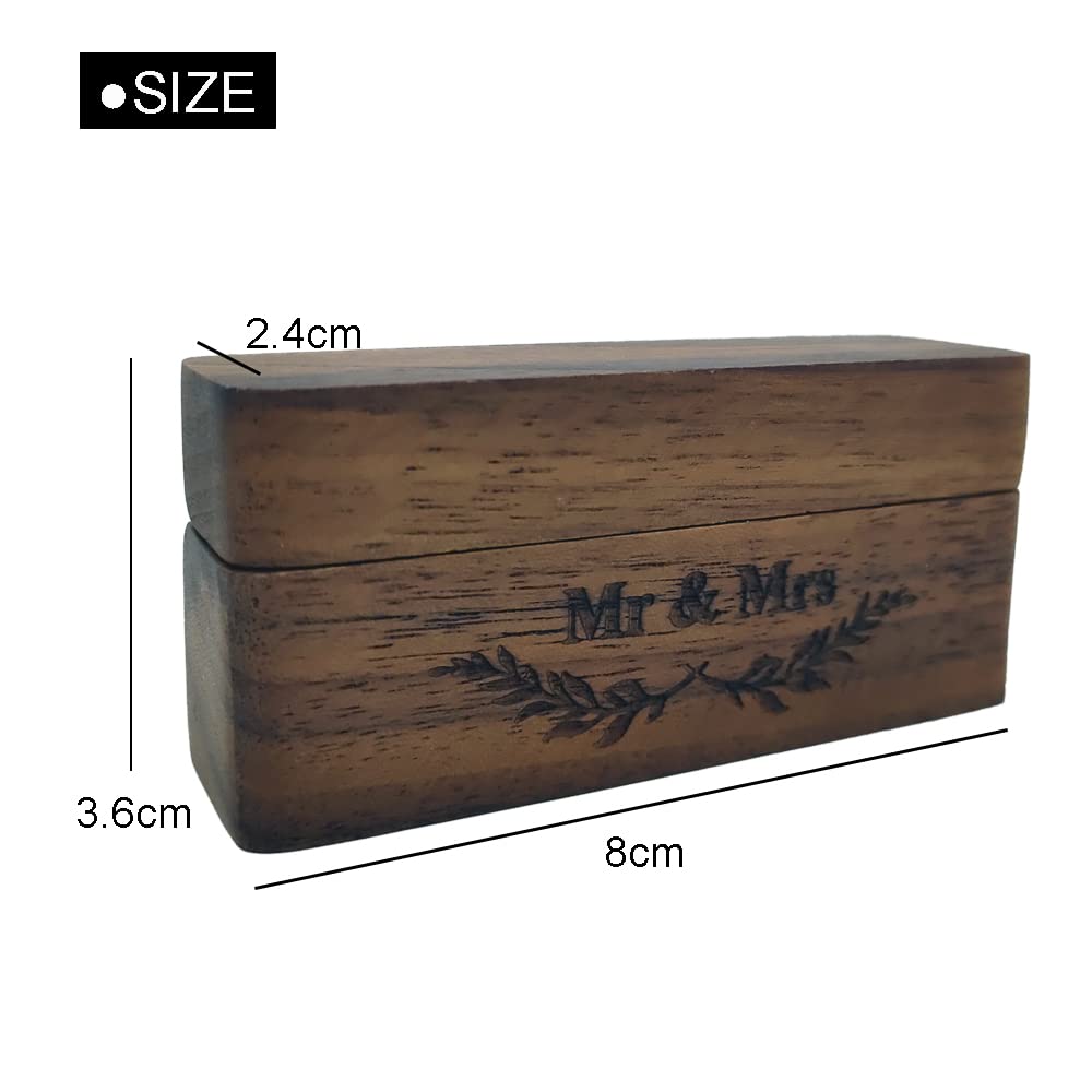 SETOFI Wooden Wedding Ring Box for Mr & Mrs - Elegant Engagement Ring Jewelry Box for Proposals, Ceremonies & Anniversaries - Perfect for Wedding, Engagement & Romantic Gift Giving