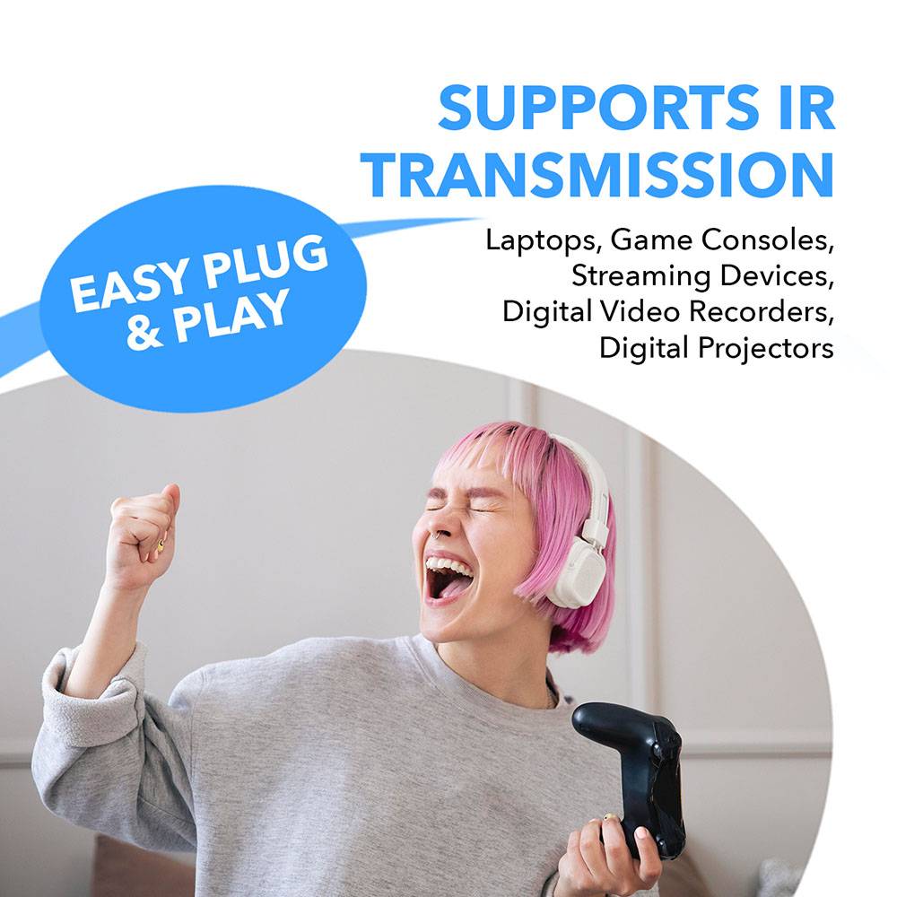 1x4 4K HDMI Extender Splitter Over Single CAT6/7 Cable - Up to 230ft, 18Gbps, Bi-Directional IR, RS232, EDID - ipcolor Technology (UHD14 IPC230 K) - Perfect for Home Theater, Conference Rooms & Gaming Setups