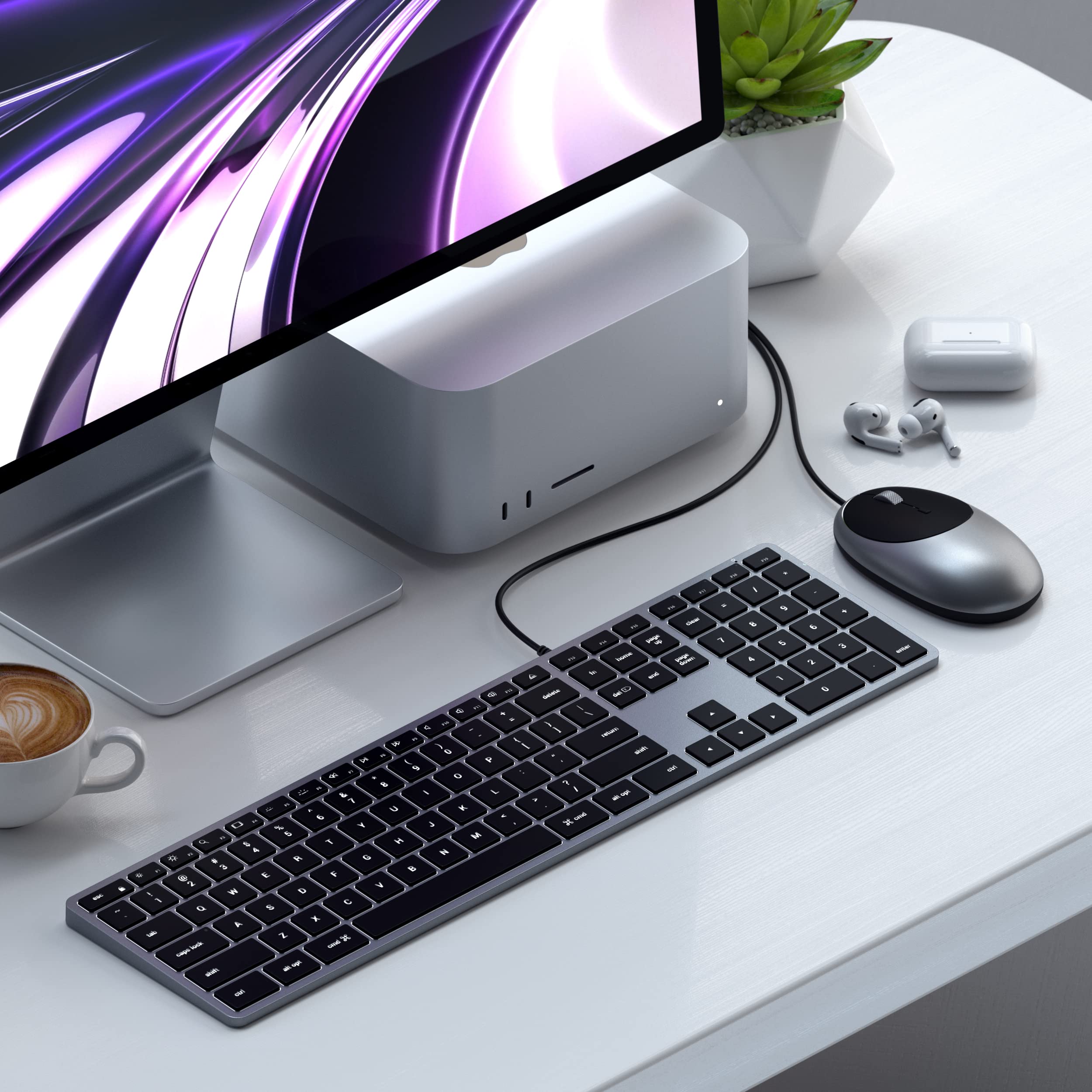 Satechi Slim W3 Wired Keyboard & Aluminum C1 Wired Mouse Bundle - USB C Backlit Keyboard with Adjustable DPI Mouse for MacBook Pro/Air, iPad Pro/Air, iMac, PC Laptops & Desktops - Perfect for Home Office, Gaming & Productivity Workstations