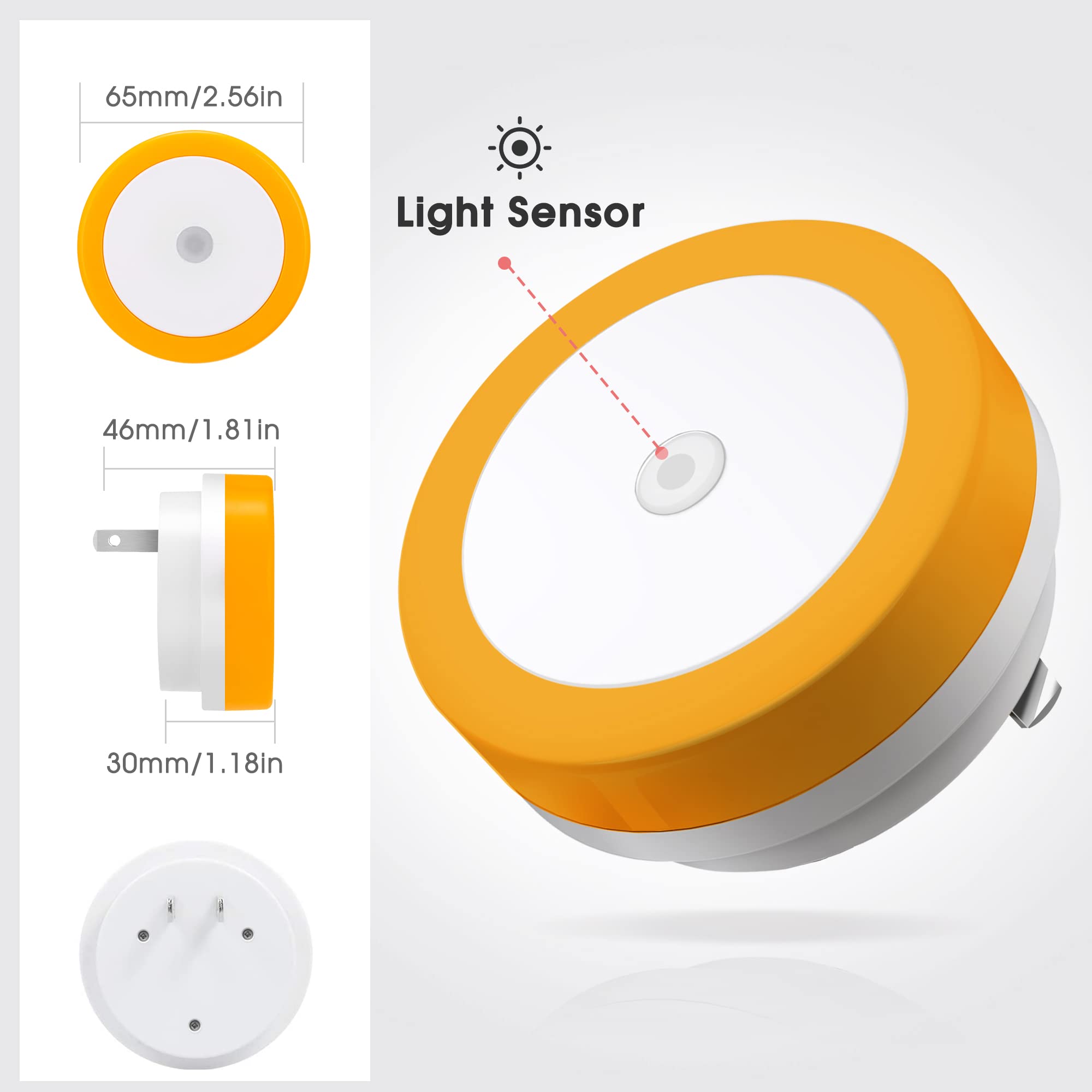 Briignite Amber LED Night Light for Kids & Adults - 4 Pack Plug-in Wall Light, 0.6W 60LM - Perfect for Hallways, Bedrooms, Nurseries & Bathrooms