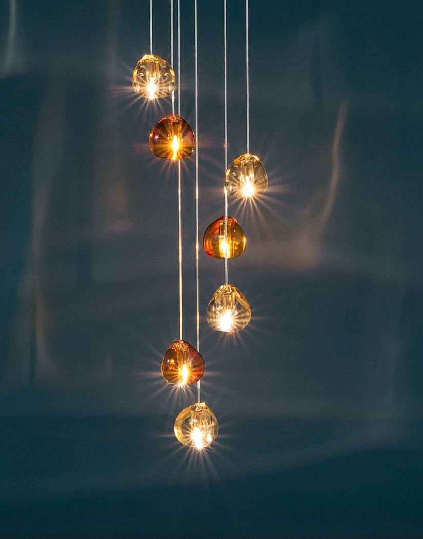 Elegant Crystal Pendant Light - Modern Chandelier for Dining Room, Bedroom & Living Room Decor - Dimmable LED Hanging Lamp for Home & Office Lighting