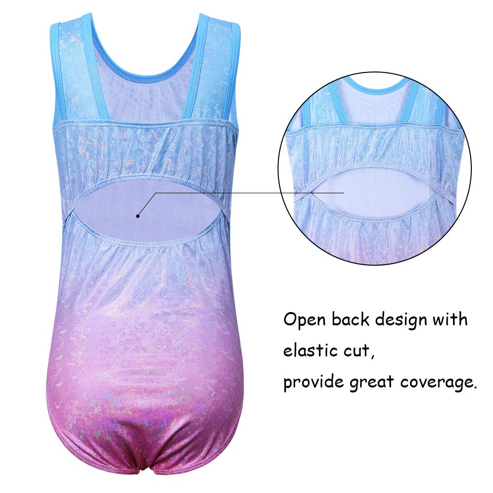 BAOHULU Girls Gymnastics Leotard with Shiny Jewels - Kids Dance Outfit & Athletic Wear for Ballet, Cheerleading & Gymnastics Practice
