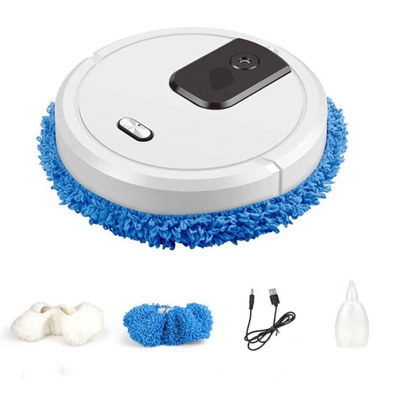 GMZS 3-in-1 Smart Robot Vacuum and Mop with Humidifying Spray - Rechargeable Wet/Dry Cleaning for Hardwood Floors, Carpets & Pet Hair - White (Perfect for Home, Office & Pet Owners)