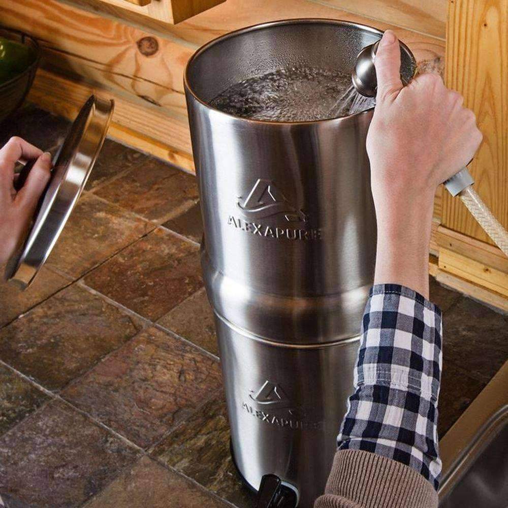Alexapure Pro Water Filtration System - Premium Countertop Gravity Filter for Clean Drinking Water | Removes 99.9% of Contaminants | Ideal for Home, Office, Camping & Emergency Preparedness