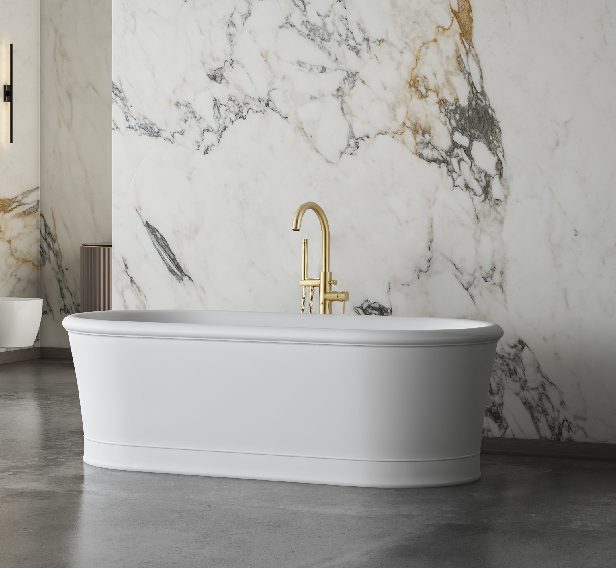Ancona Nero Freestanding Bathtub Faucet in Brushed Champagne Gold - Modern Bathroom Fixture for Luxury Spa Experience