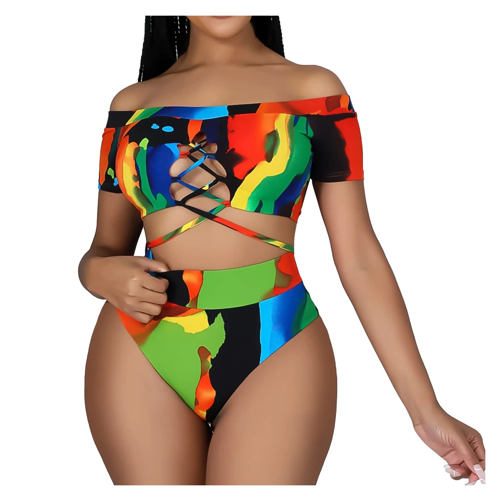 Sexy Women's Printed Bikini Swimsuit - Leopard Print Two-Piece Bathing Suit for Beach & Pool - Plus Size Swimwear for Summer Vacation, Tropical Getaway