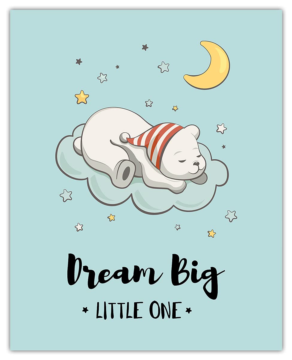 Dream Big Little One Nursery Decor - Motivational Wall Art for Kids Room