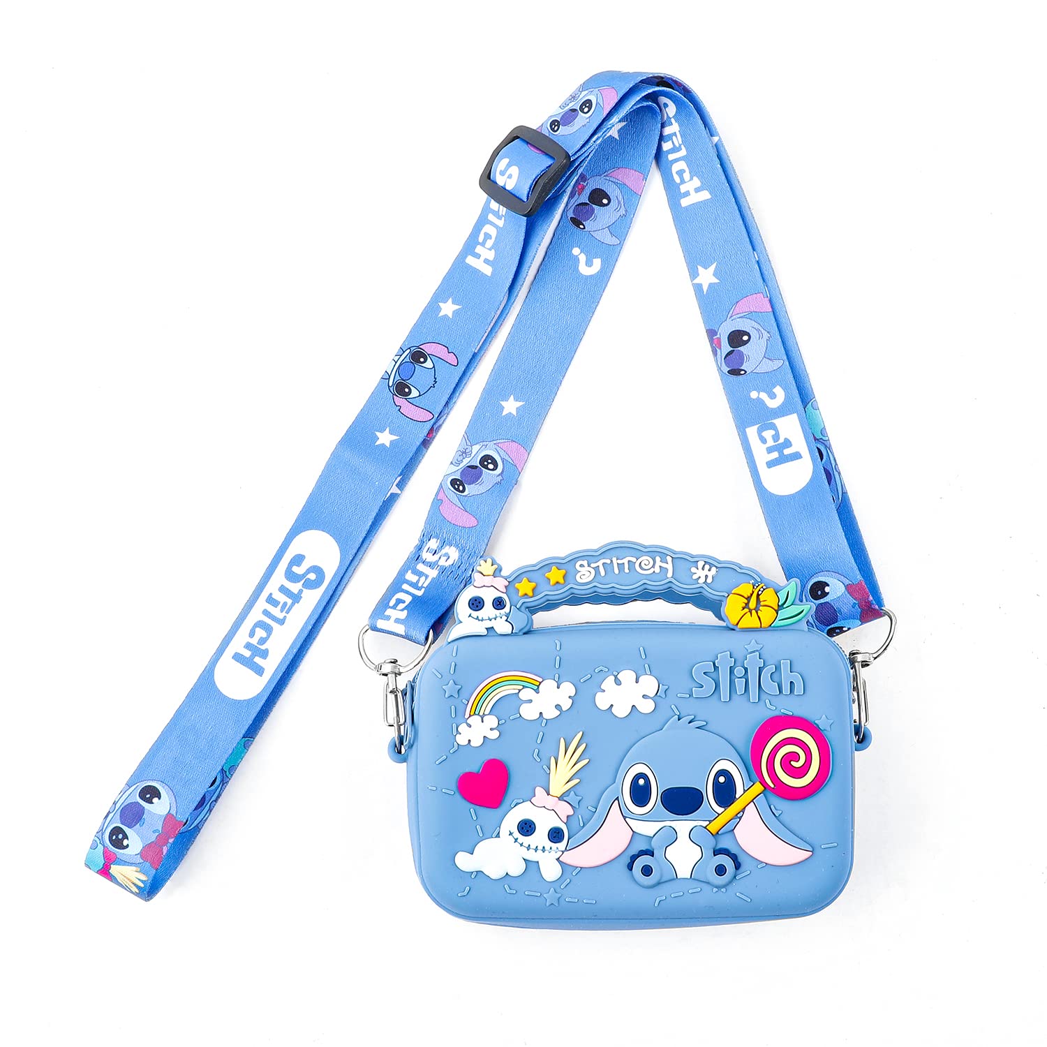 Cute Kawaii Kitty Lanyard with Wallet - Stitch Cat Coin Purse for Women & Girls | Fashion Accessories for School, Work, Travel & Cosplay (WA-Stitch B)