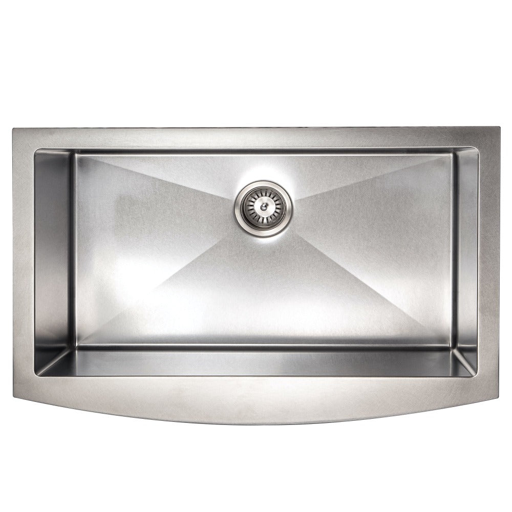 ZLINE Vail 33-Inch Farmhouse Apron Front Stainless Steel Single Bowl Kitchen Sink with Bottom Grid (SAS 33) - Perfect for Rustic & Modern Farmhouse Kitchens, DIY Installations, and Heavy-Duty Cooking