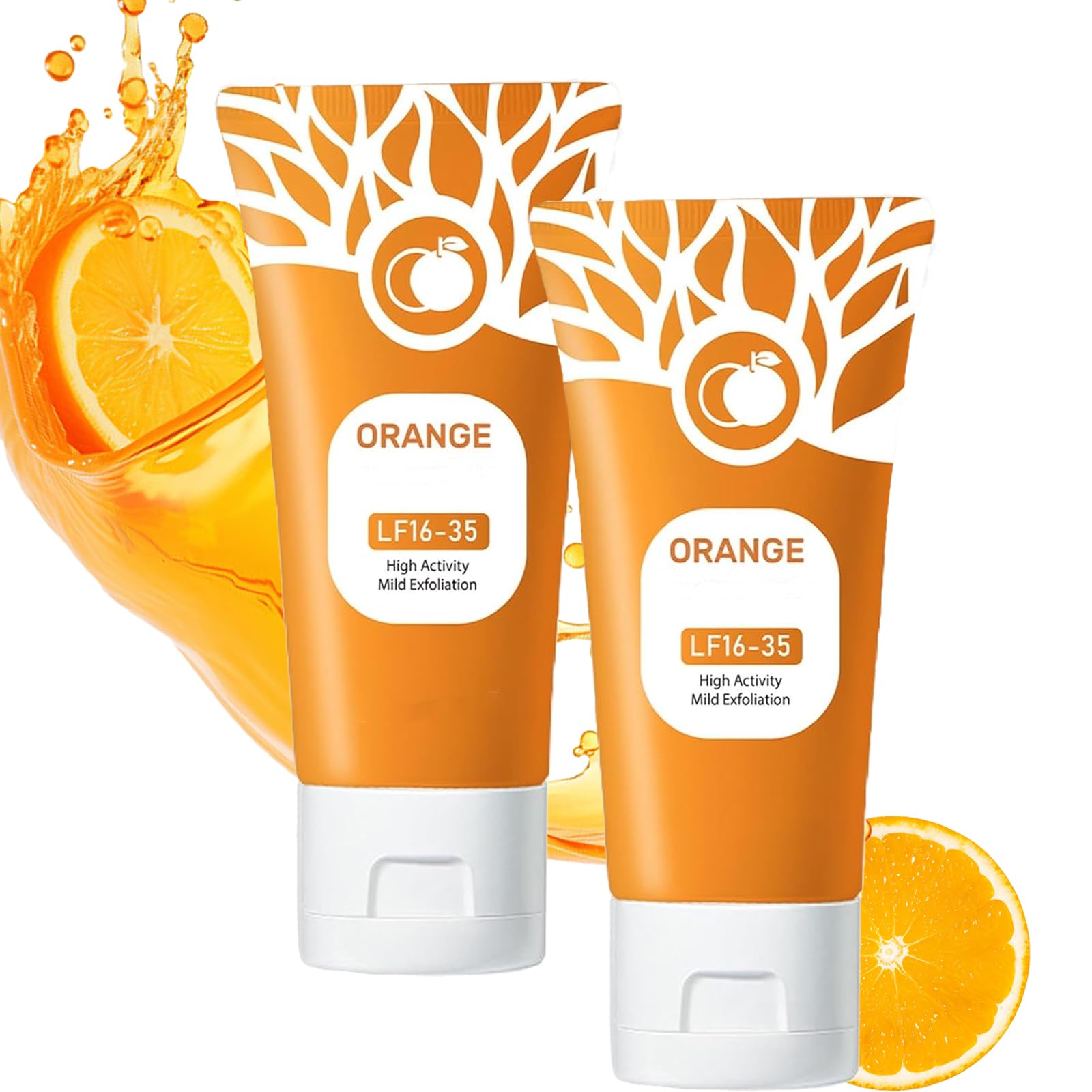 Orange Exfoliating Gel for Face & Body - Deep Cleansing Moisturizing Scrub with Natural Ingredients (2-Pack) | Gentle Exfoliator for Smooth Skin, Perfect for Daily Skincare Routine & Spa Treatments