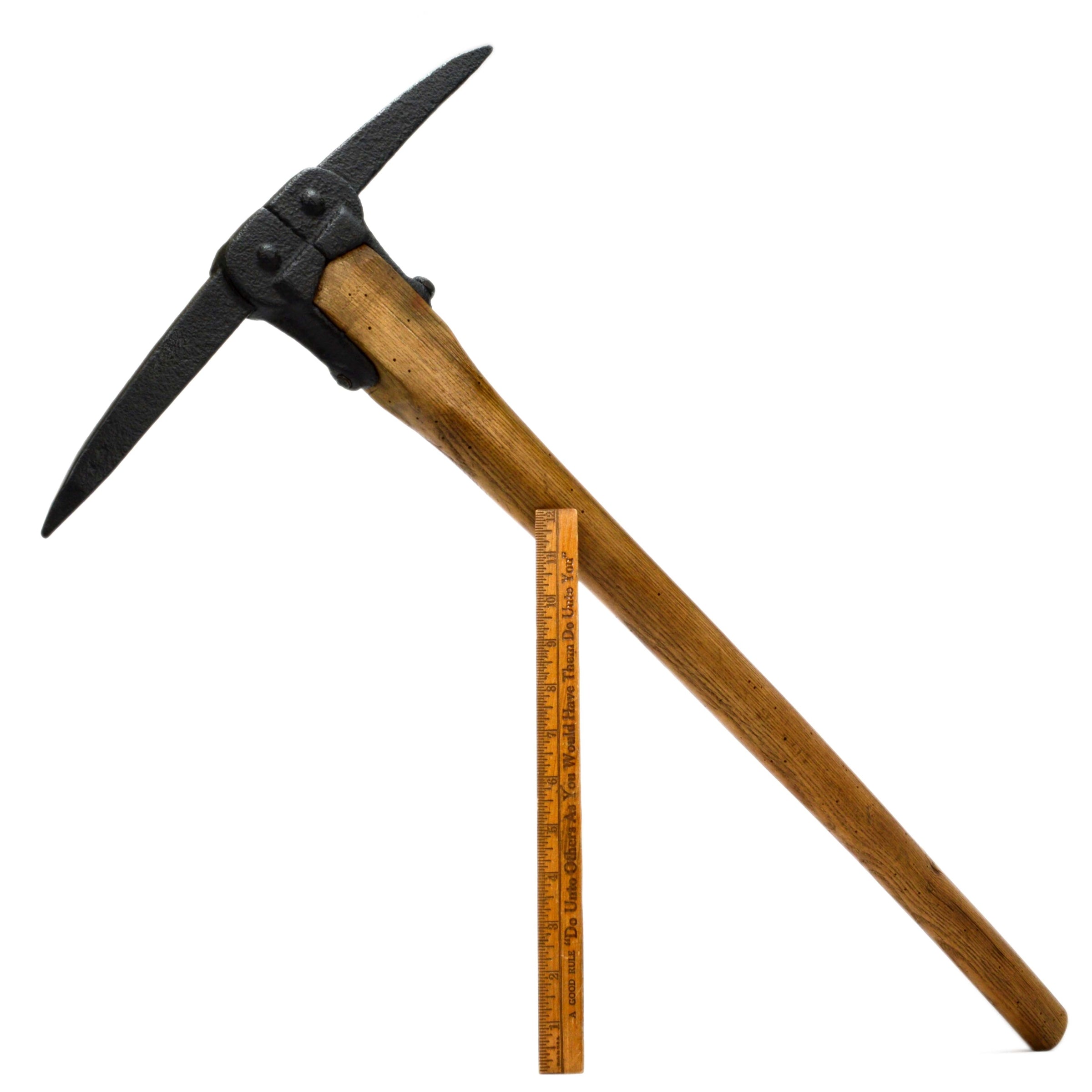 Antique Miner's Pick Axe with Unique Eyeless & Strapped Head - Rare Restored Collectible for Mining Enthusiasts & Historical Reenactments