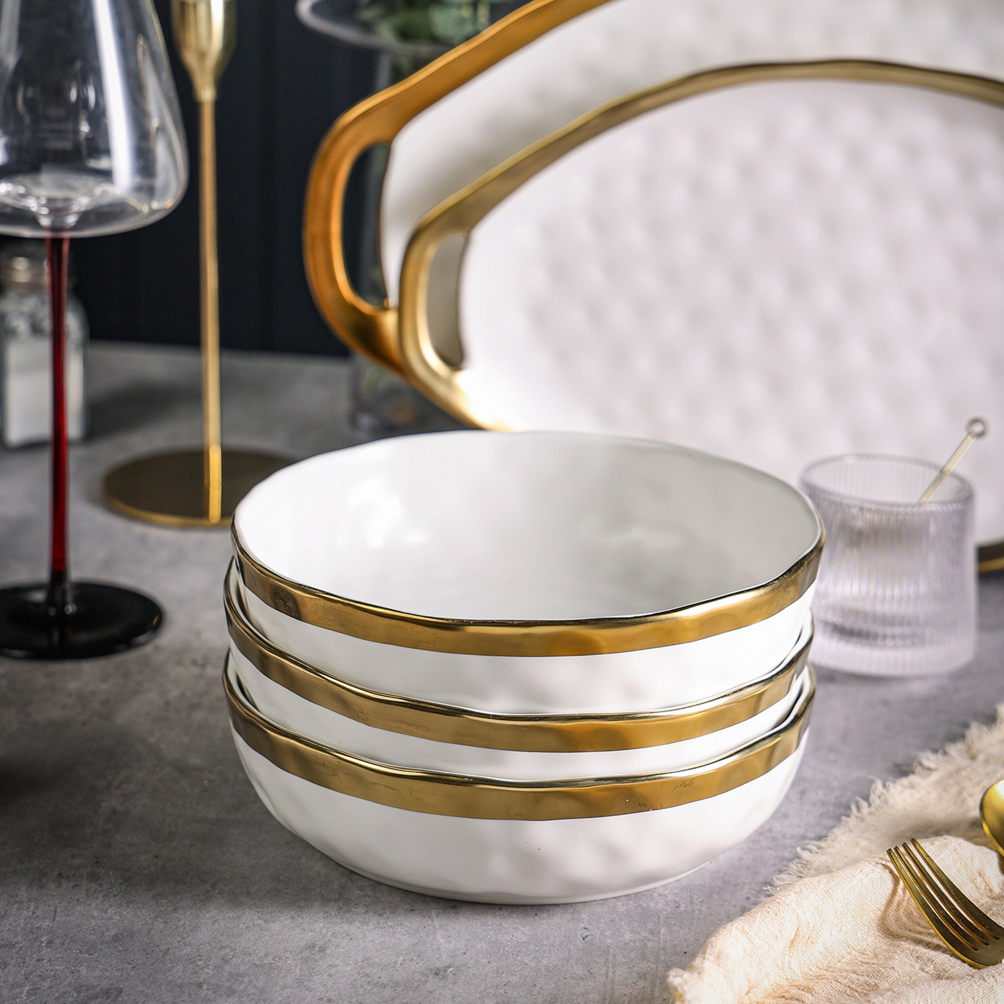 Florian Porcelain Pasta Bowl - Elegant White Ceramic Dinnerware for Italian Cuisine | Perfect for Restaurants, Home Dining & Gift Giving