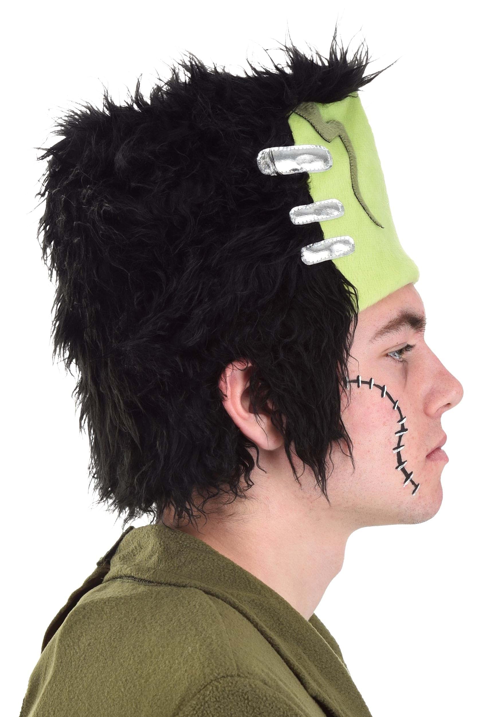Frankenstein's Monster Costume Hat - Soft Plush Faux Fur Hat with Detailed Appliques for Halloween Cosplay & Horror Theme Parties