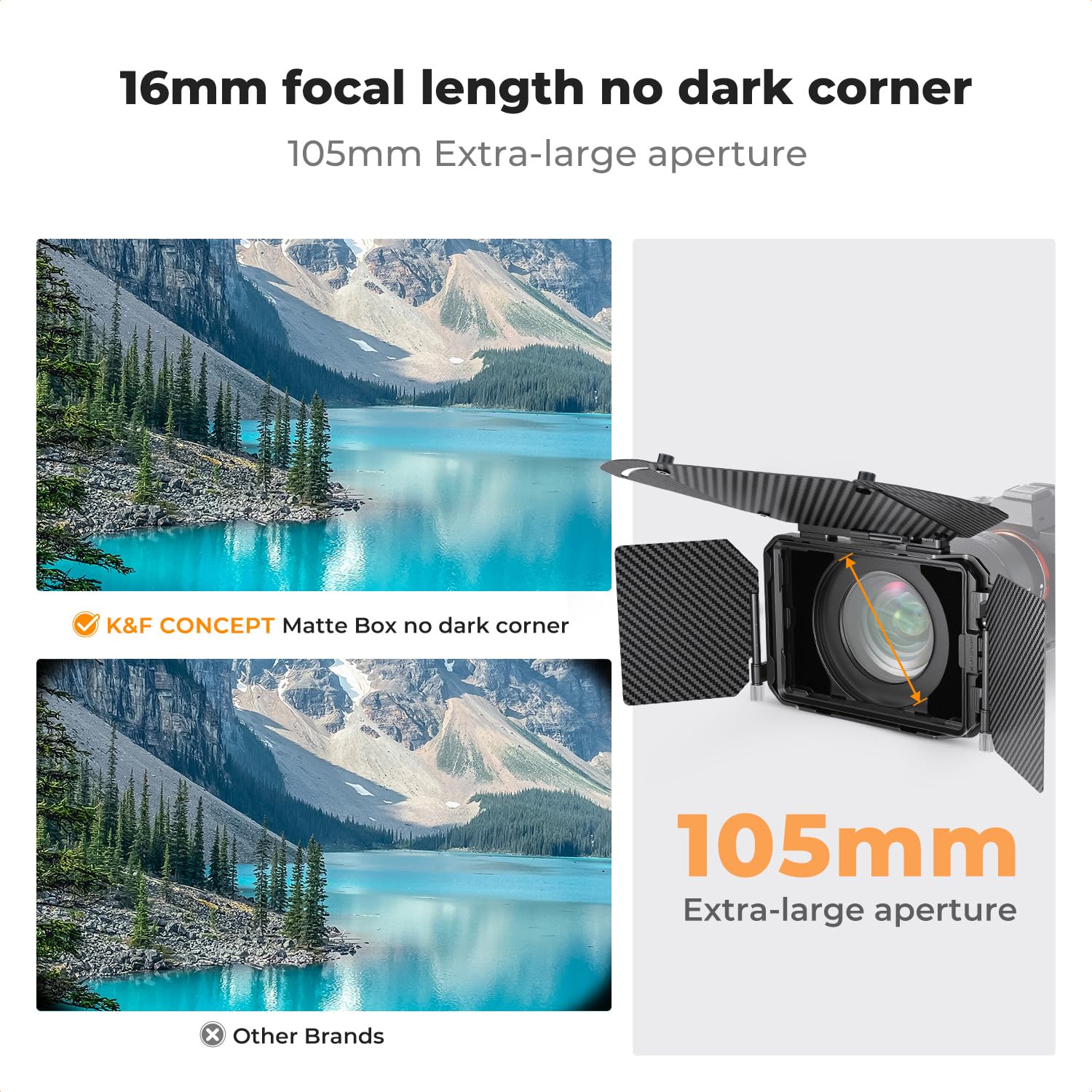 K&F Concept Mini Matte Box for DSLR Cameras - Carbon Fiber Top Flag & Side Wings, Compatible with 67/72/77/82/95mm Lenses & 4x5.65 Square ND/UV Filters - Perfect for Cinematic Filmmaking, Photography, and Studio Productions