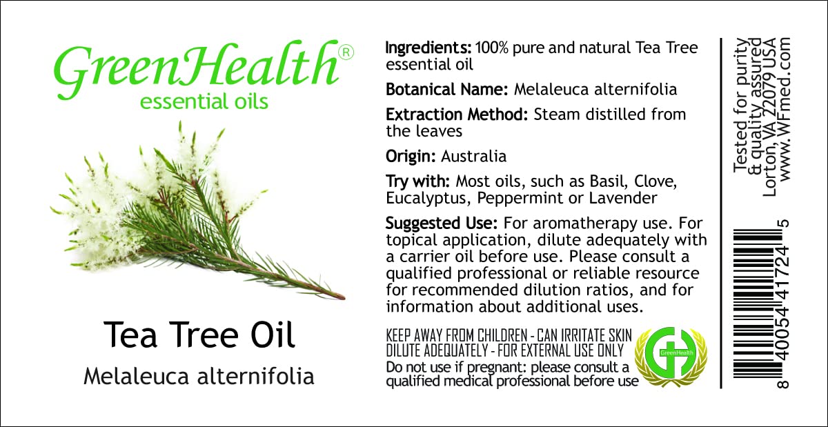 100% Pure Tea Tree Essential Oil - 1 Gallon Bottle - Undiluted & Natural for Aromatherapy, Skin Care & Home Cleaning - GreenHealth Brand