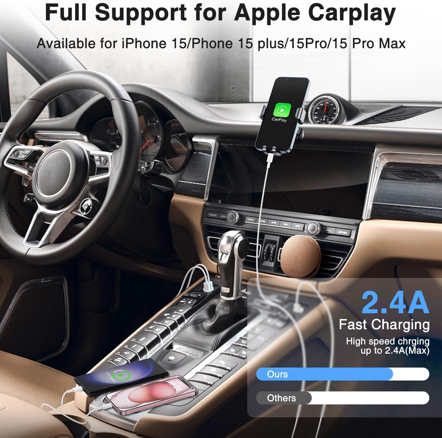 2-Pack USB C to USB Car Charger Cable for iPhone 15/16 Series - Fast Charging Cord Compatible with iPhone 16 Pro Max/16 Pro/16/15 Pro Max/15 Plus/15 - Perfect for Apple CarPlay & Road Trips