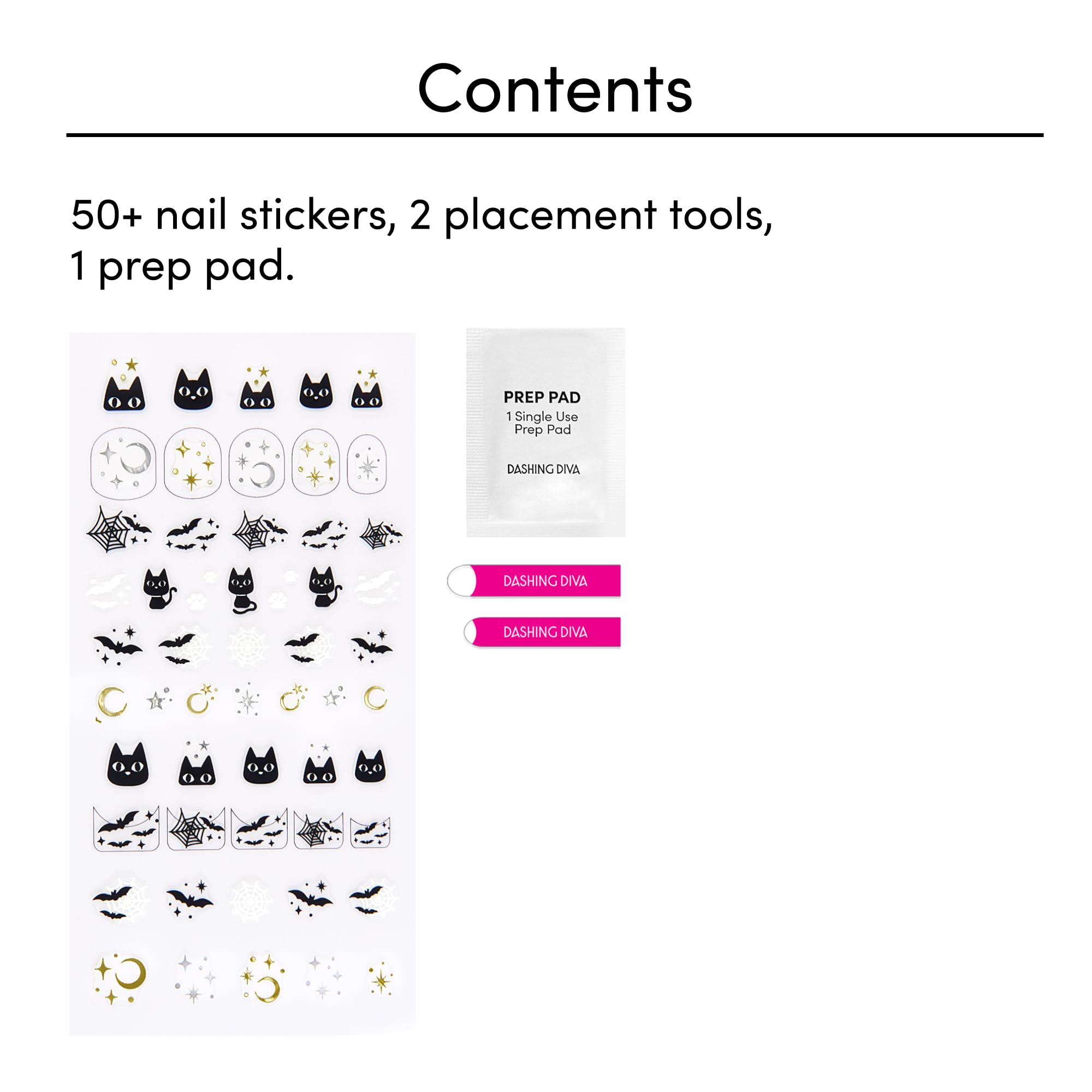 Dashing Diva Magic Press On Nail Stickers - Good Witch Design | 50+ Easy DIY Nail Art Stickers Kit with 2 Precision Placement Tools | Perfect for Halloween, Cosplay, Parties & Everyday Nail Art