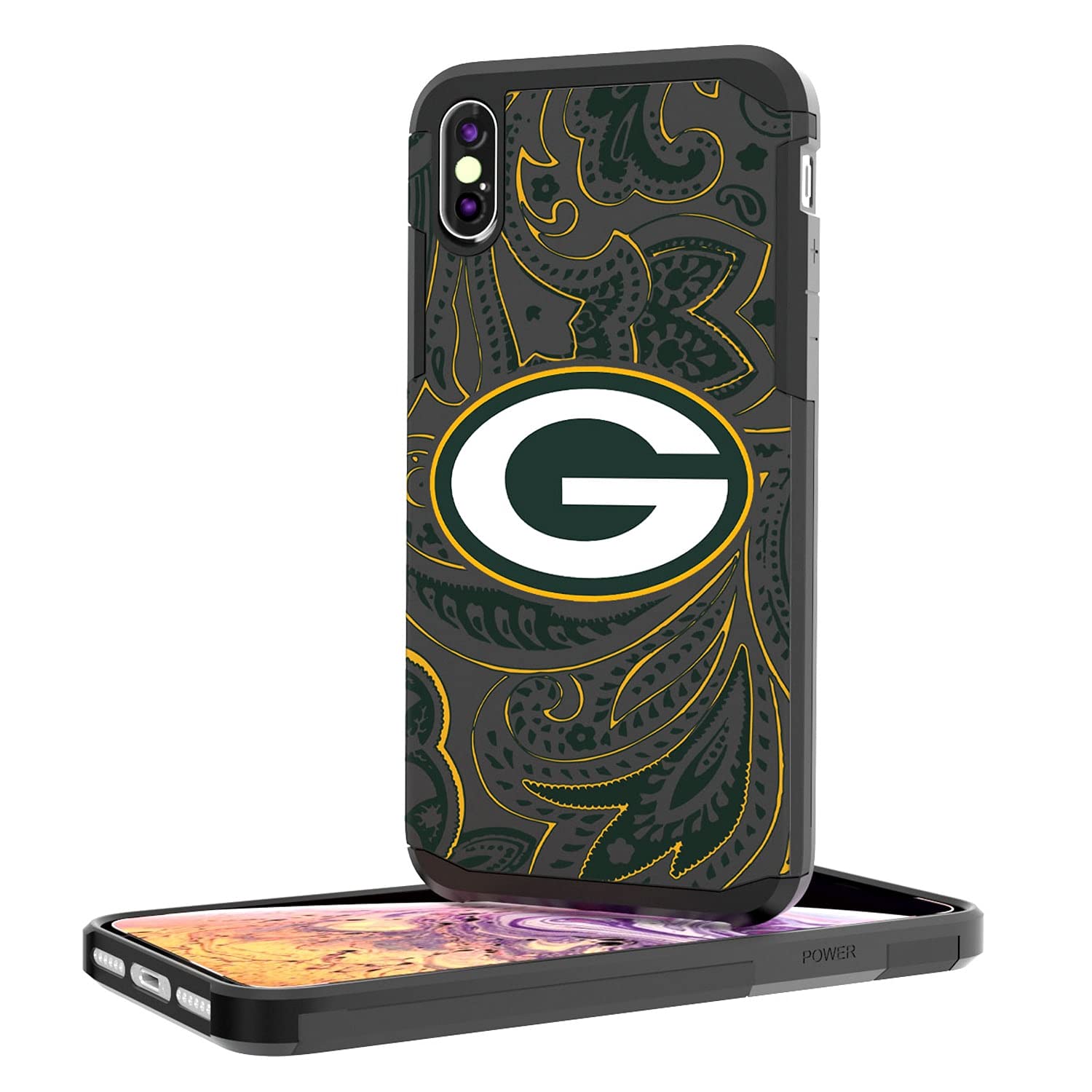 Green Bay Packers iPhone Rugged Paisley Design Case - Durable Protective Cover for iPhone 14/13/12/11 Pro Max - Perfect for Football Fans, Game Days & Everyday Use