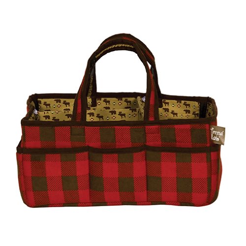 Northwoods Storage Caddy - Buffalo Check Design with Animal Print Lining, Red/Brown/Green, 12x6x8 Inches - Perfect for Home Organization, Bathroom Storage & Kids' Room Decor