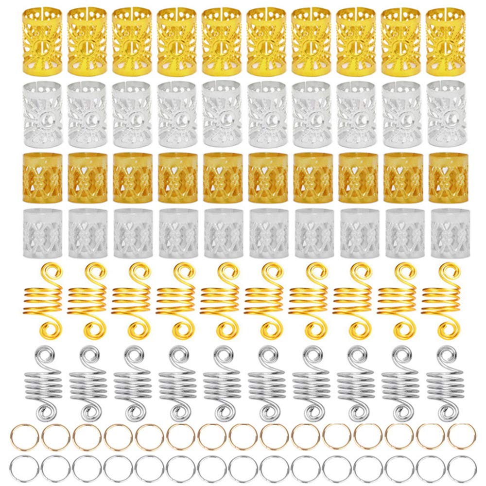 Homo Trends 90 Pcs Aluminum Hair Rings & Clips - Adjustable Metal Dreadlock Cuffs for Braids, Locs & Twist Hairstyles - Perfect Hair Accessories for Women, Men & Kids - Great for Parties, Weddings & Everyday Styling