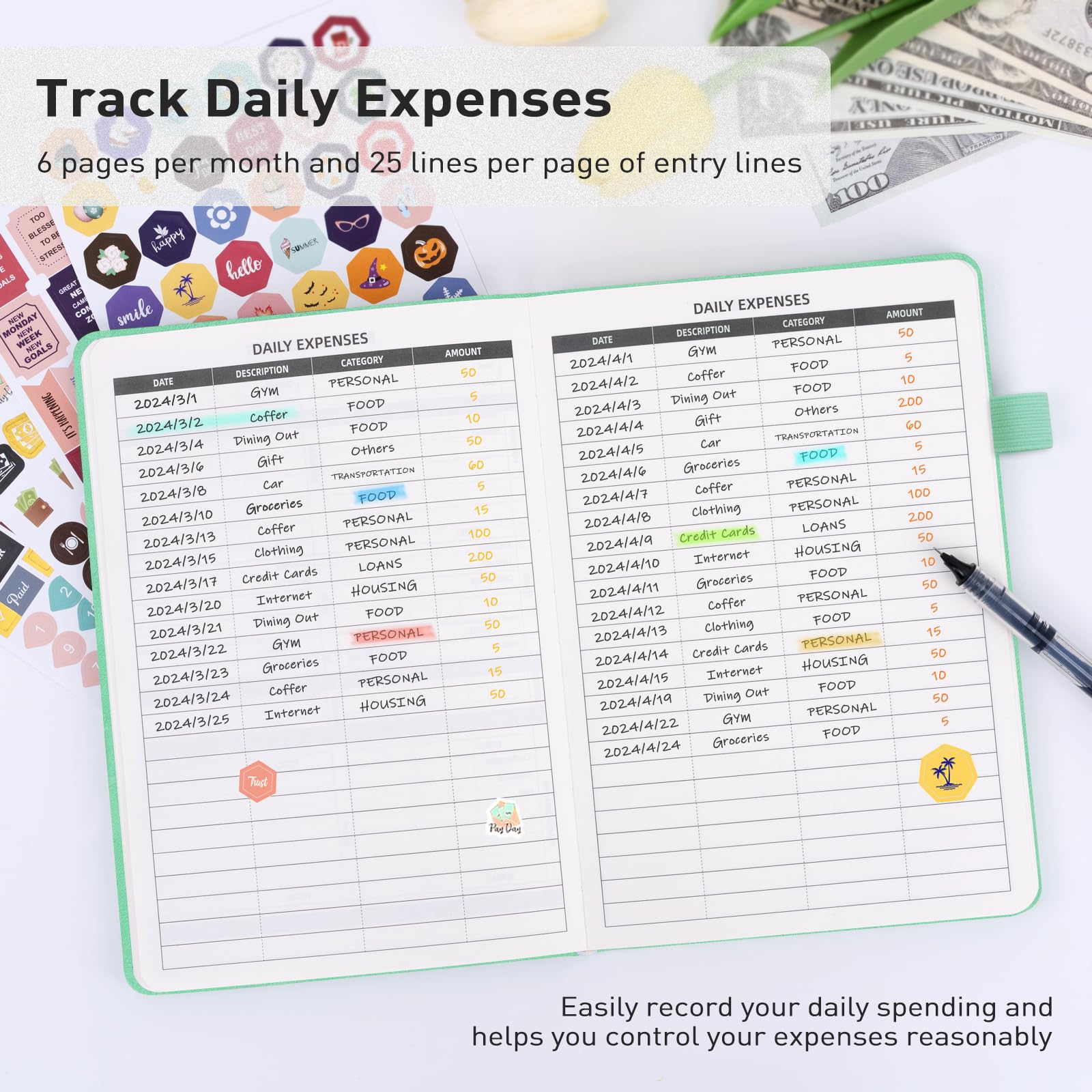 WEMATE 2025 Budget Planner - Monthly Expense Tracker Notebook & Financial Organizer | Undated 12-Month Bill Planner, A5 Account Book for Money Management (Green) | Perfect for Personal Finance, Household Budgeting & Debt Tracking