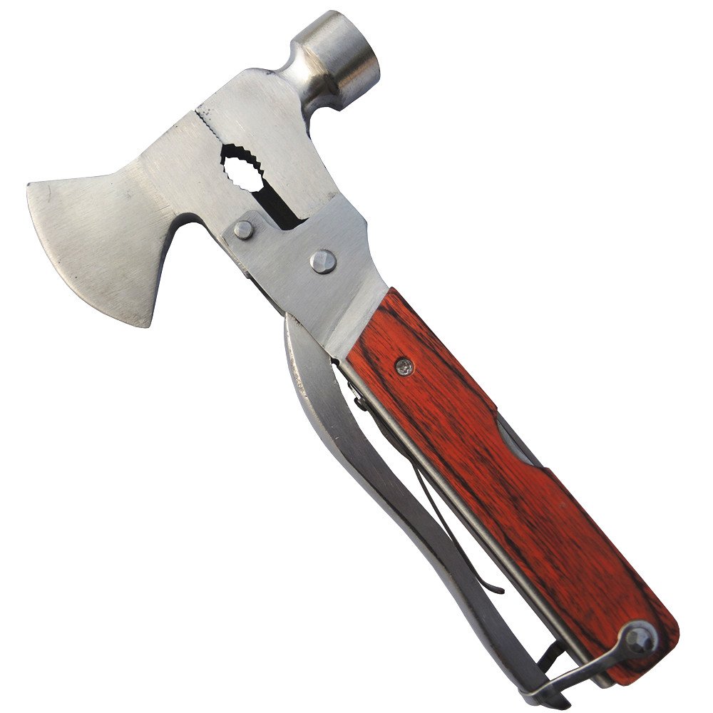 Best Portable Multipurpose Camping Hatchet - Survival Axe with Wood Inlay Handle, Heavy Duty Metal Outdoor Tool for Hiking, Bushcraft & Emergency - Perfect Gift for Men & Women