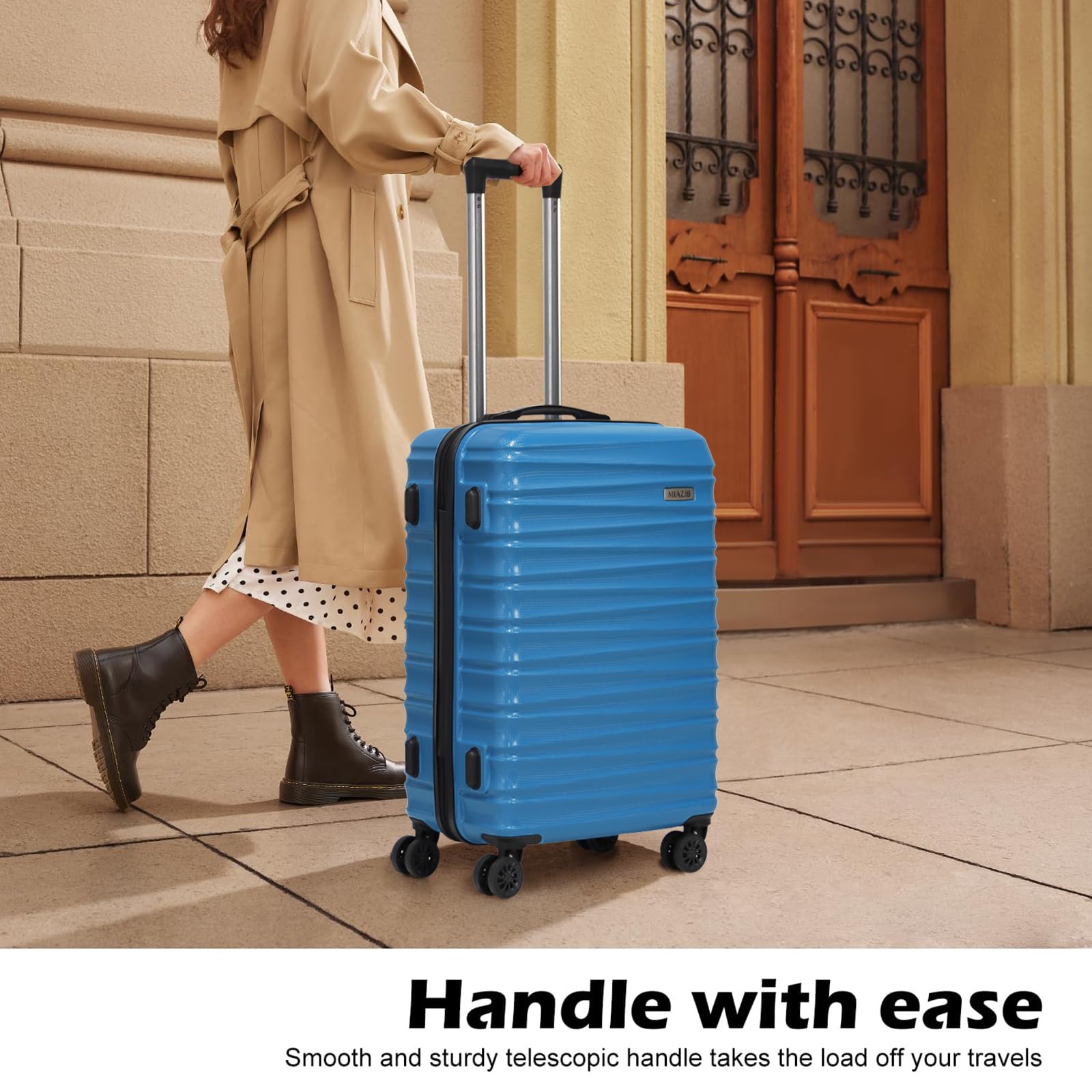 3-Piece Hard Shell Spinner Luggage Set with Wheels - Durable Blue Suitcases for Travel & Family Vacations - Ideal for Air Travel, Road Trips & Business Trips