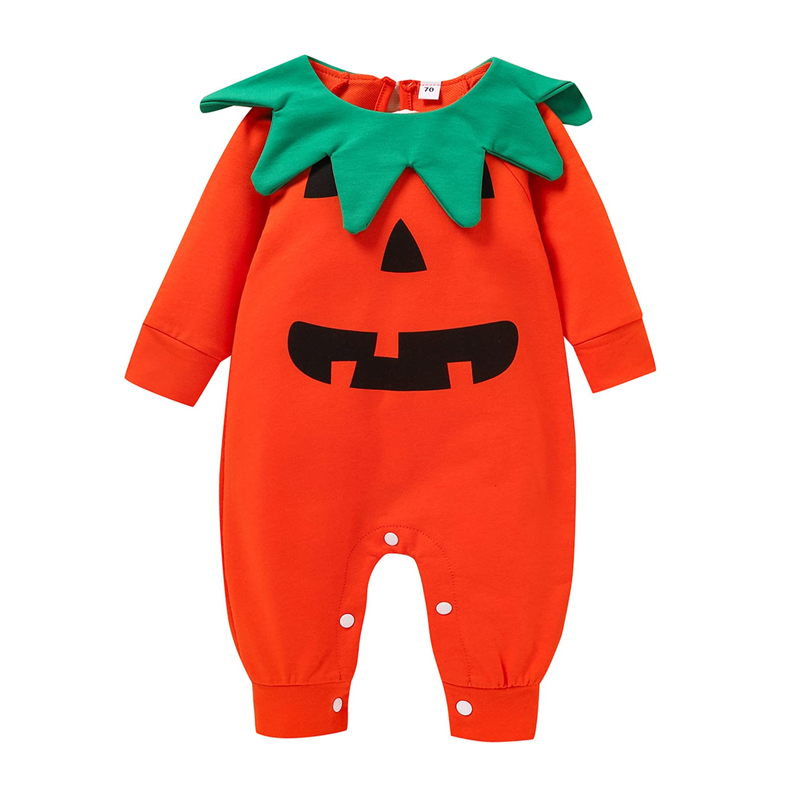 Jchen Baby Boys & Girls Halloween Costume - Pumpkin Lantern Print Long Sleeve Romper Onesie Jumpsuit for Toddlers | Perfect for Halloween Parties, Trick-or-Treating & Photo Shoots