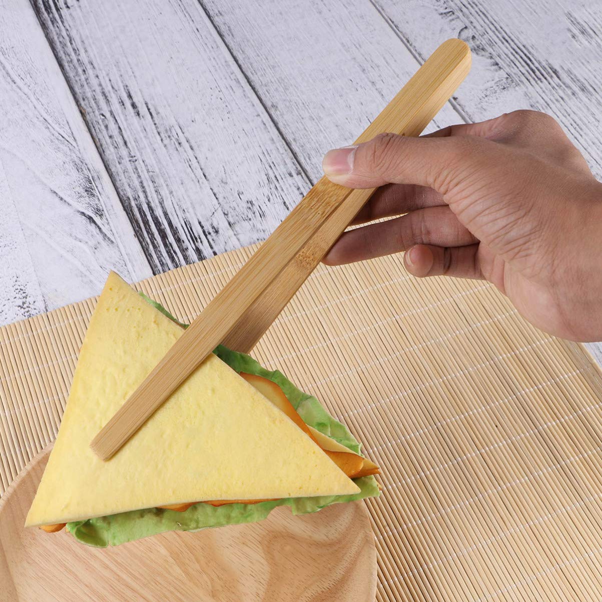 Bamboo Kitchen Tongs - Heat-Resistant Toaster & Cooking Tongs for Grilling, Baking, and Serving - Perfect for BBQ, Salad, and Hot Food Handling