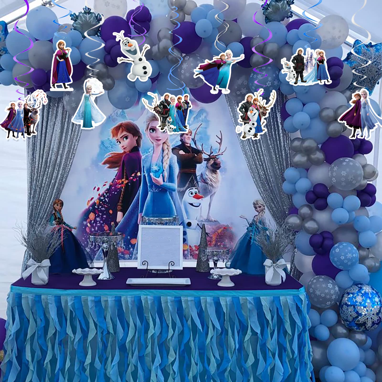 45-Piece Frozen Themed Foil Hanging Swirl Decorations - Disney Frozen Party Streamers for Ceiling Decor, Kids Birthday Party Supplies - Perfect for Frozen Birthday Parties, Baby Showers & Winter Wonderland Events