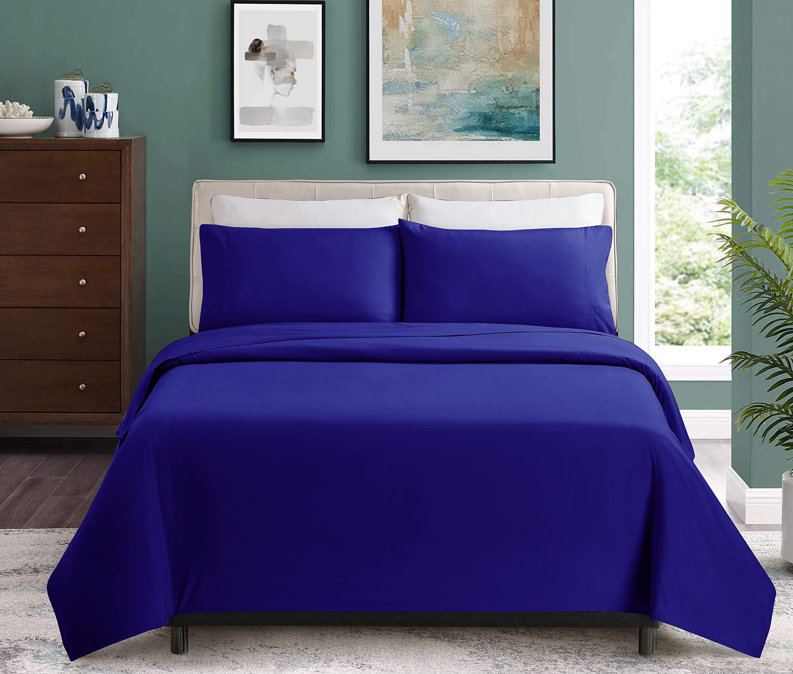 Premium Twin Size Bed Sheets Set - 3 Piece Deep Pocket 1800 Polyester Sheets - Ultra Soft, Breathable, Wrinkle-Free & Machine Washable - Hotel Luxury Quality - Royal Blue - Perfect for Kids Rooms, Guest Beds & Dorm Essentials