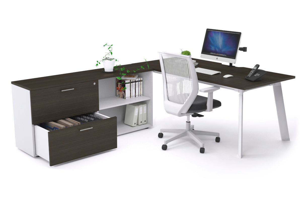 Switch Executive Office Desk with Uniform Spine & White Frame - 1600L x 800W with Cable Management Scallop - Perfect for Modern Workspaces, Home Offices & Conference Rooms