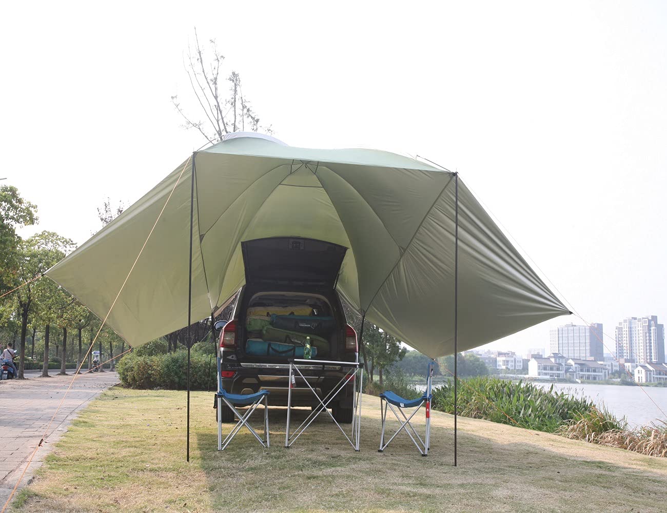 10.5'x7.5'x7.2' Waterproof SUV Car Tent - Outdoor Camping Awning & Sun Shelter Canopy for Car Trunk | Perfect for Family Camping, Road Trips & Beach Outings