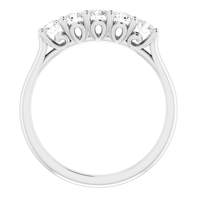 0.50 Carat Round Cut Diamond Wedding Band - 5 Stone Anniversary Ring for Women - Elegant Bridal Jewelry for Engagement, Proposal & Special Occasions