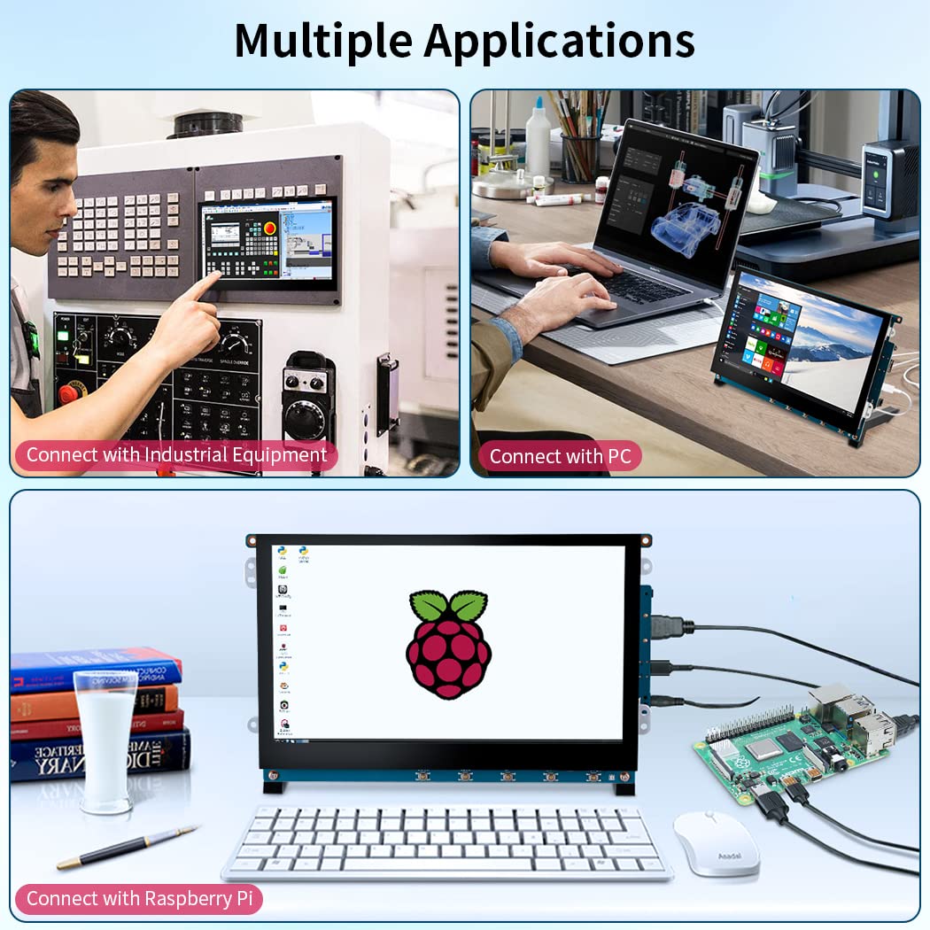 Magedok 9 Inch Raspberry PI Touchscreen Monitor - 1280x720 HD IPS Display with Anti-Glare & Optical Bonding, 600 Lumens Brightness, Mini HDMI Input, Wall Mountable - Perfect for DIY Projects, Coding, Digital Signage and Portable Workstations