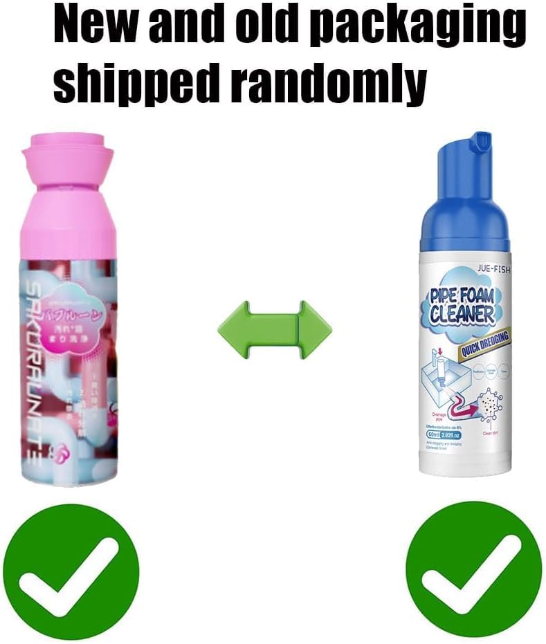 Yugou 2 Pack Drain Cleaner Foam - Powerful Clog Remover for Sinks, Showers & Bathtubs - Fast Acting Pipe Unclogger - Eliminates Hair, Grease & Soap Scum - Perfect for Kitchen & Bathroom Drain Maintenance