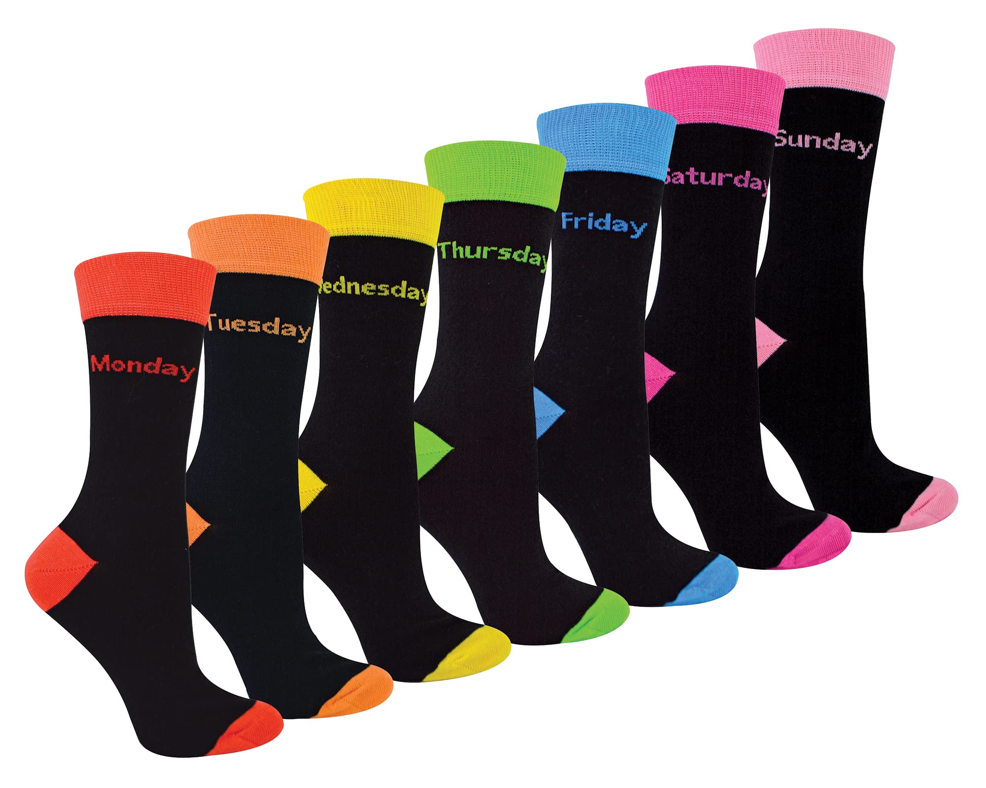 7 Pack Women's Days of the Week Socks - Novelty Dress Socks for Ladies | Fun & Comfortable Black Socks for Work, Gifts & Everyday Wear